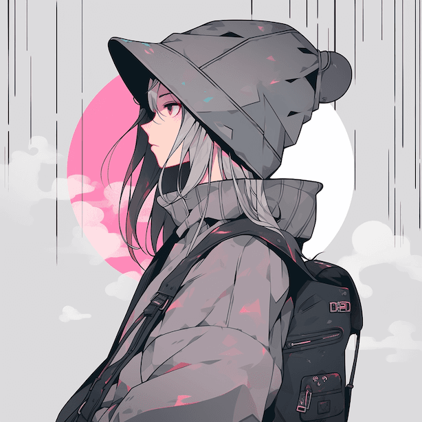 Anime girl thinking about her mood.